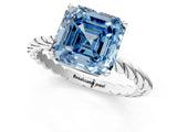 White gold Fancy Blue Asscher  Cut Solitaire Twisted Band with Four-Prong Setting_35