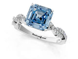 White gold Fancy Blue Asscher Cut Solitaire Twisted Pave Band with Four-Prong Setting_16