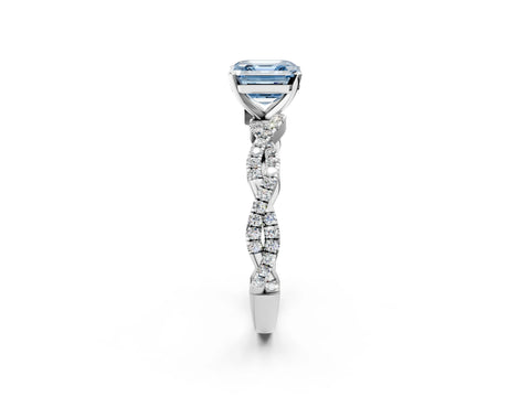 White gold Fancy Blue Asscher Cut Solitaire Twisted Pave Band with Four-Prong Setting_17