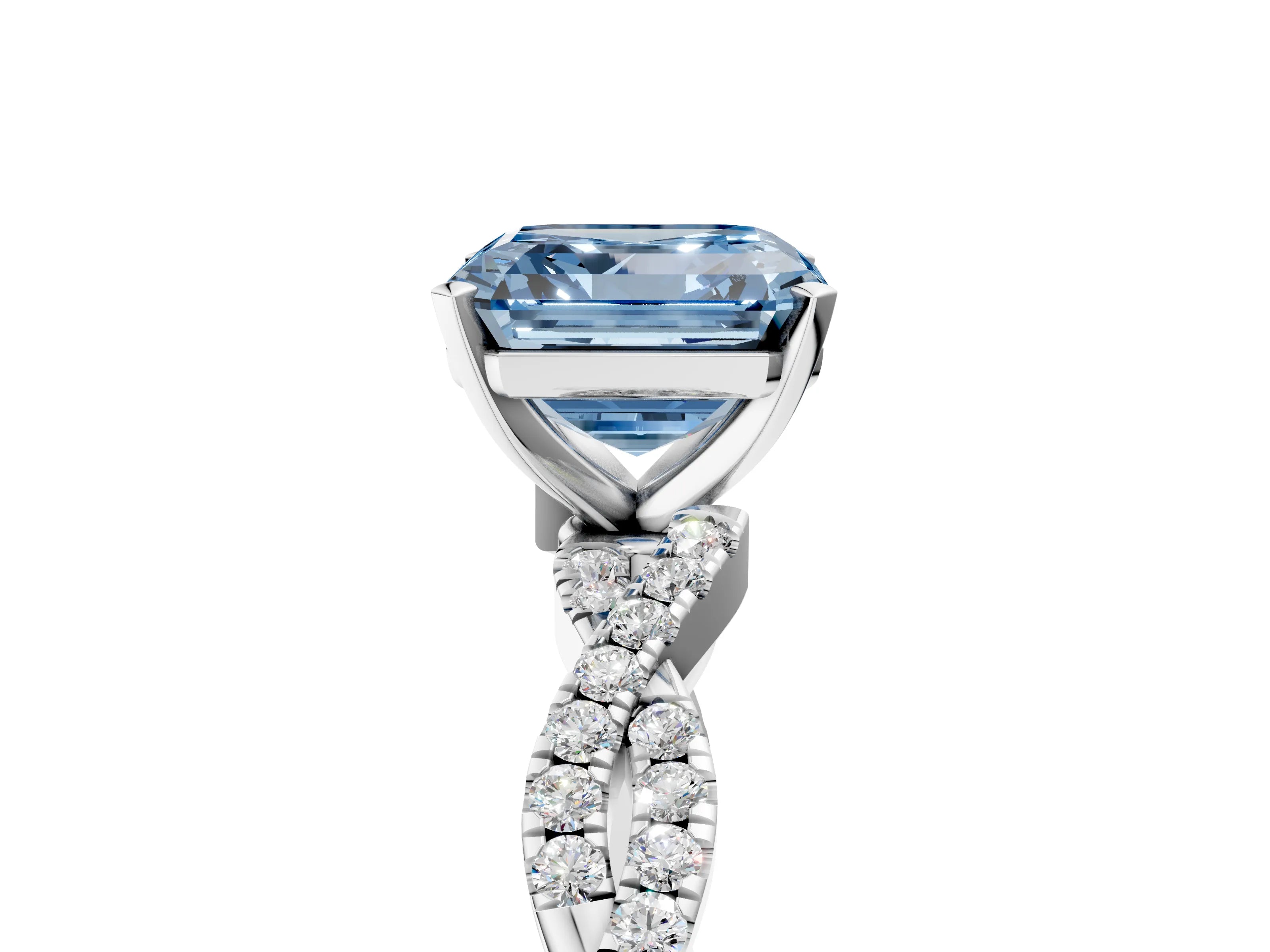 White gold Fancy Blue Asscher Cut Solitaire Twisted Pave Band with Four-Prong Setting_20