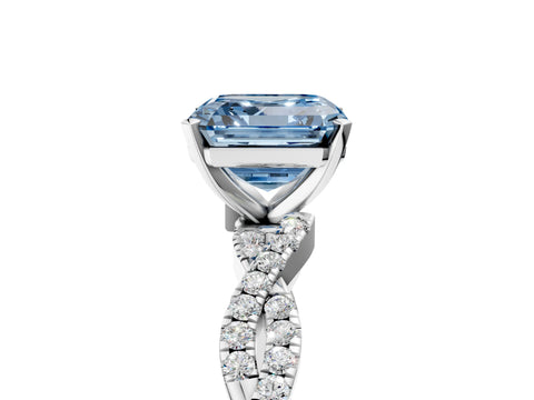 White gold Fancy Blue Asscher Cut Solitaire Twisted Pave Band with Four-Prong Setting_20