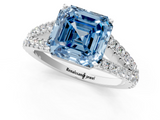 White gold Fancy Blue Asscher  Cut Split Shank Pave Diamond Engagement Ring with Four-Prong Setting_1