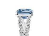 White gold Fancy Blue Asscher  Cut Split Shank Pave Diamond Engagement Ring with Four-Prong Setting_5
