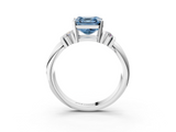 White gold Fancy Blue Asscher  Cut Three-Stone Channel Set Ring with Bar Prongs_3