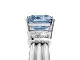 White gold Fancy Blue Asscher  Cut Three-Stone Channel Set Ring with Bar Prongs_5