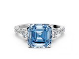 White gold Fancy Blue Asscher  Cut Three-Stone Diamond Pavé Band with Prong Setting_17
