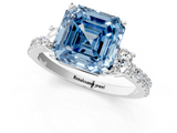 White gold Fancy Blue Asscher  Cut Three-Stone Diamond Pavé Band with Prong Setting_18