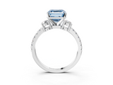 White gold Fancy Blue Asscher  Cut Three-Stone Diamond Pavé Band with Prong Setting_20