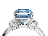 White gold Fancy Blue Asscher  Cut Three-Stone Diamond Pavé Band with Prong Setting_21