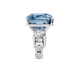 White gold Fancy Blue Asscher  Cut Three-Stone Diamond Pavé Band with Prong Setting_22