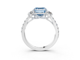 White gold Fancy Blue Asscher  Cut Three-Stone Diamond Pave Band with Prong Setting_55