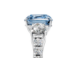 White gold Fancy Blue Asscher  Cut Three-Stone Diamond Pave Band with Prong Setting_57