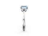 White gold Fancy Blue Asscher  Cut Three-Stone Solitaire Ring with Round Accent Diamonds and Four-Prong Setting_38