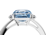 White gold Fancy Blue Asscher  Cut Three-Stone Solitaire Ring with Round Accent Diamonds and Four-Prong Setting_41
