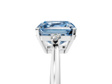 White gold Fancy Blue Asscher  Cut Three-Stone Solitaire Ring with Round Accent Diamonds and Four-Prong Setting_42