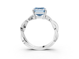 White gold Fancy Blue Asscher  Cut Twisted Pavé Band Solitaire Ring with Four-Prong Setting_3