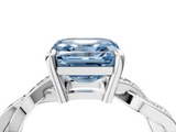 White gold Fancy Blue Asscher  Cut Twisted Pavé Band Solitaire Ring with Four-Prong Setting_4