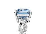 White gold Fancy Blue Asscher  Cut Twisted Pavé Band Solitaire Ring with Four-Prong Setting_5