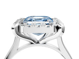 White gold Fancy Blue Asscher  Diamond Cluster Halo Solitaire with Four-Prong Setting_190