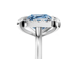 White gold Fancy Blue Asscher  Diamond Cluster Halo Solitaire with Four-Prong Setting_192