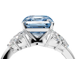 White gold Fancy Blue Asscher  Diamond Cluster Leaf Design Ring with Prong Setting_21