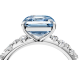 White gold Fancy Blue Asscher  Diamond Cluster Prong-Set Solitaire Ring_4
