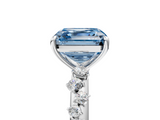 White gold Fancy Blue Asscher  Diamond Cluster Prong-Set Solitaire Ring_5