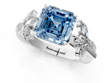 White gold Fancy Blue Asscher  Diamond Floral Vine Solitaire Engagement Ring_1