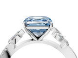 White gold Fancy Blue Asscher  Diamond Floral Vine Solitaire Engagement Ring_4
