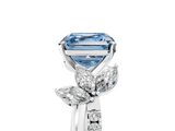 White gold Fancy Blue Asscher  Diamond Floral Vine Solitaire Engagement Ring_5