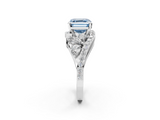 White gold Fancy Blue Asscher  Diamond Halo Ring with Marquise and Pavé Band in Prong Setting_19
