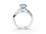 White gold Fancy Blue Asscher  Diamond Halo Ring with Marquise and Pavé Band in Prong Setting_20