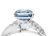 White gold Fancy Blue Asscher  Diamond Halo Ring with Marquise and Pavé Band in Prong Setting_21