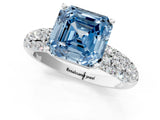 White gold Fancy Blue Asscher  Diamond Pavé Band Solitaire Ring with Four-Prong Setting_47