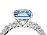 White gold Fancy Blue Asscher  Diamond Pavé Band Solitaire Ring with Four-Prong Setting_49