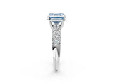 White gold Fancy Blue Asscher  Diamond Pavé Band Solitaire Ring with Four-Prong Setting_49