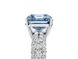 White gold Fancy Blue Asscher  Diamond Pavé Band Solitaire Ring with Four-Prong Setting_51