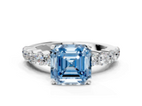 White gold Fancy Blue Asscher  Diamond Pavé Band Solitaire with Four-Prong Setting_122