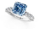 White gold Fancy Blue Asscher  Diamond Pavé Band Solitaire with Four-Prong Setting_123