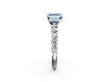 White gold Fancy Blue Asscher  Diamond Pavé Band Solitaire with Four-Prong Setting_124
