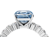 White gold Fancy Blue Asscher  Diamond Pavé Band Solitaire with Four-Prong Setting_126