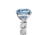 White gold Fancy Blue Asscher  Diamond Pavé Band Solitaire with Four-Prong Setting_127