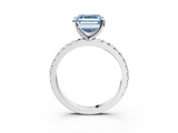 White gold Fancy Blue Asscher  Diamond Pavé Band Solitaire with Four-Prong Setting_3