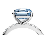 White gold Fancy Blue Asscher  Diamond Pavé Band Solitaire with Four-Prong Setting_4