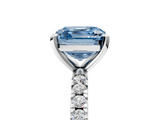 White gold Fancy Blue Asscher  Diamond Pavé Band Solitaire with Four-Prong Setting_5