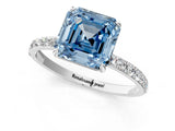 White gold Fancy Blue Asscher  Diamond Pavé Band with Six-Prong Setting_16