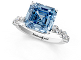 White gold Fancy Blue Asscher  Diamond Prong Set Engagement Ring with Pave Band_18