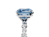 White gold Fancy Blue Asscher  Diamond Prong Set Engagement Ring with Pave Band_23