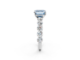 White gold Fancy Blue Asscher  Diamond Prong Setting with Side Stones on a Pave Band_2