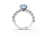 White gold Fancy Blue Asscher  Diamond Prong Setting with Side Stones on a Pave Band_3
